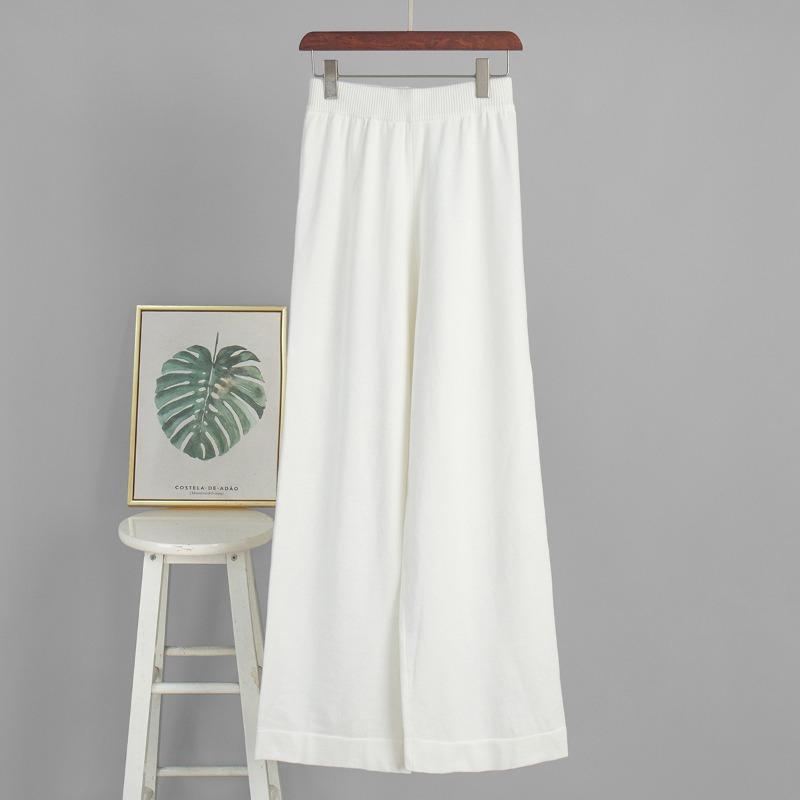 Womens Casual Knit Zip Cardigan Wide Leg Pants Two Piece Set