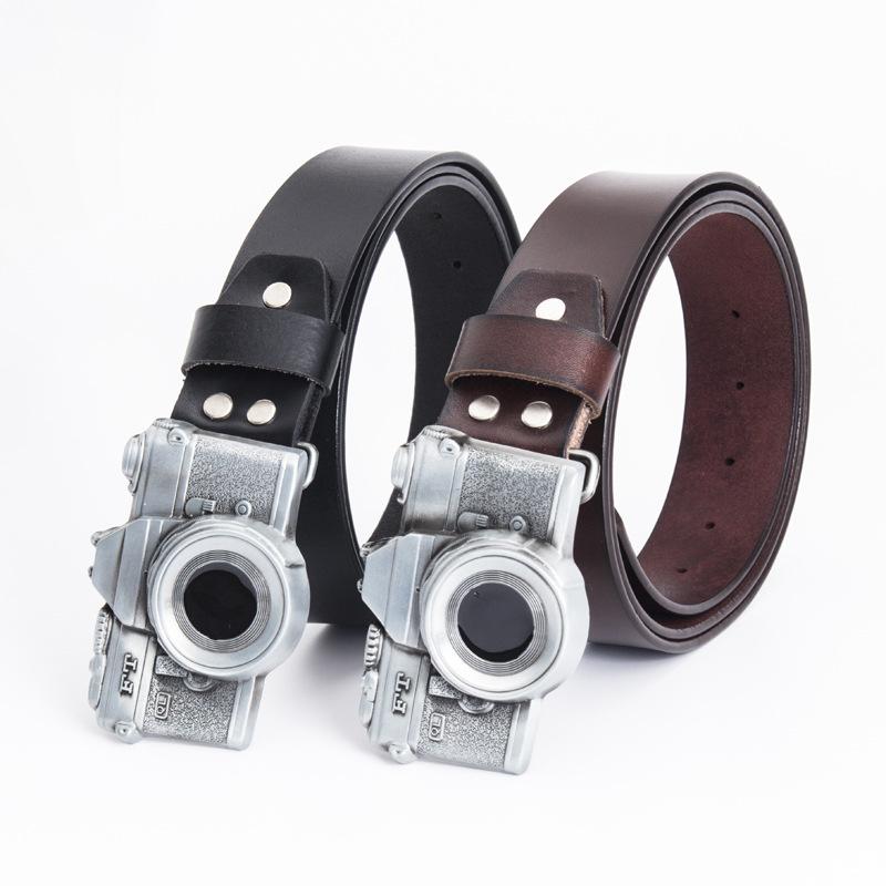 Art Style Belt Men's Leather Camera Personality Belt Punk Casual Pants Belt