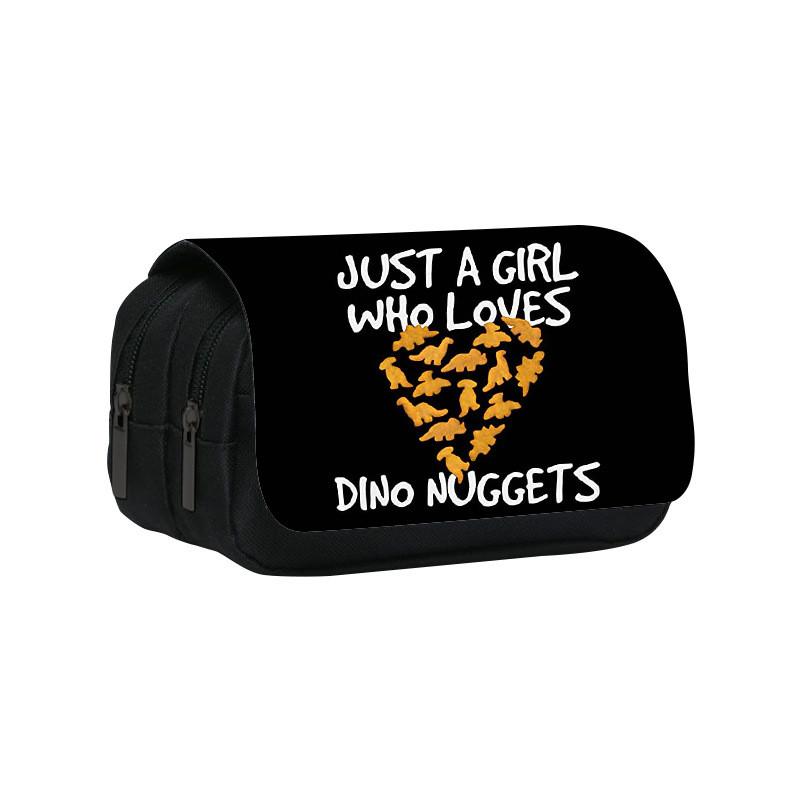 Dinosaur Chicken Nugget Double Layer Pencil Case With Nylon Material For Students And School Supplies