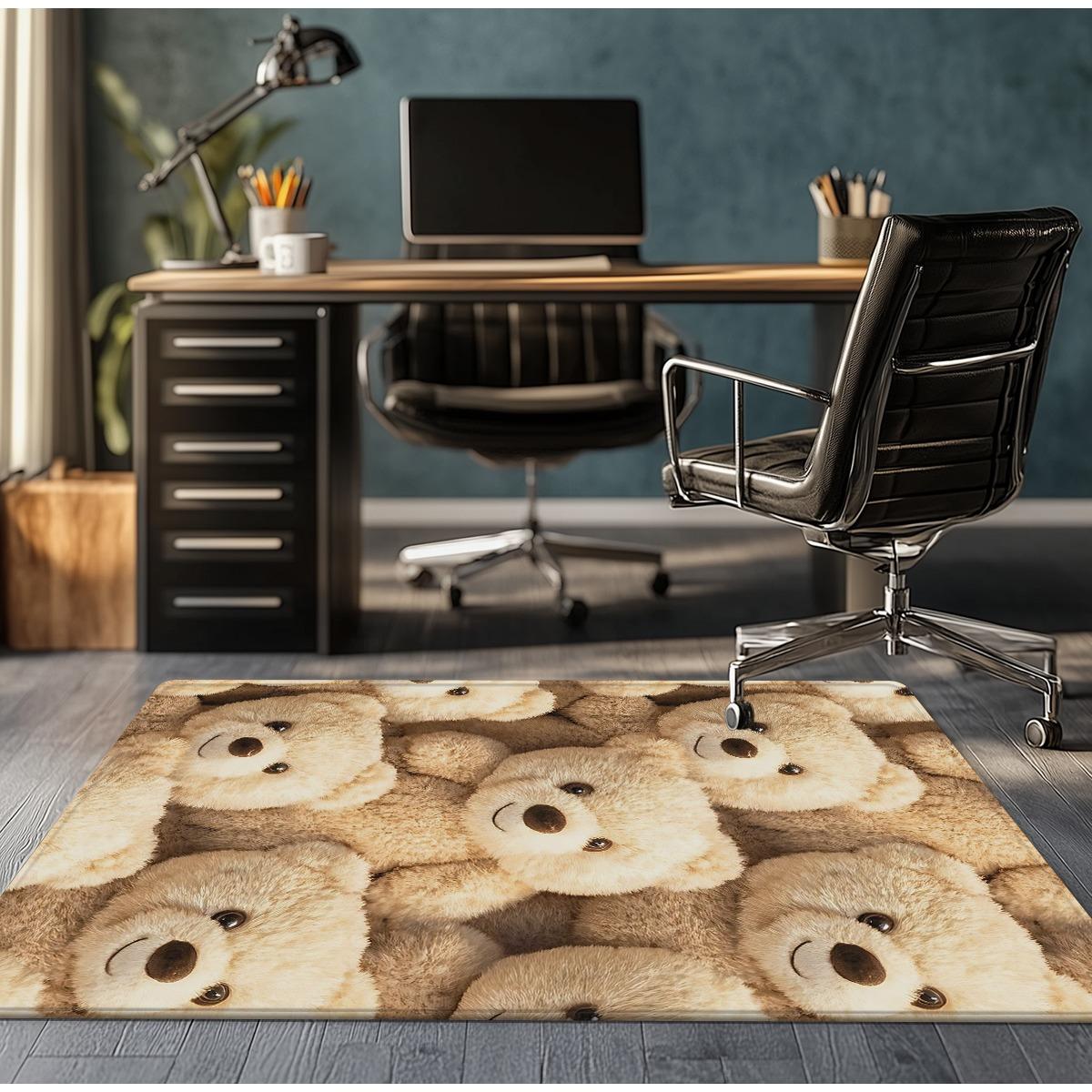 

Teddy bear patternplush rug cutecartoon animal carpet for kids roombaby nursery soft non slip floor mat cozy play areadecoration 60x90cm