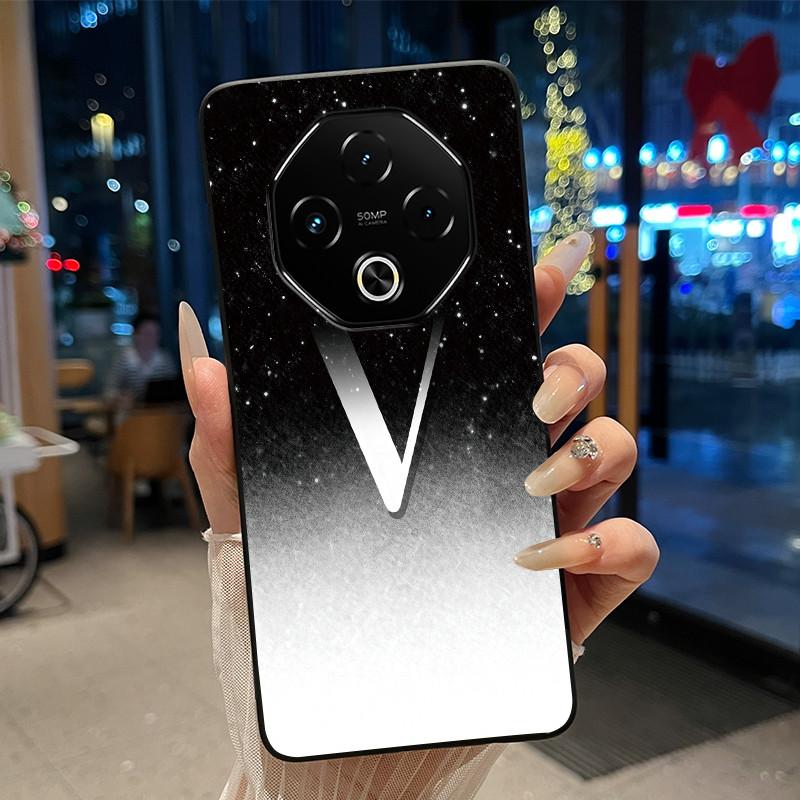 Anti-scratch Phone Case For Umidigi G100 Pro/G100 5G Soft Silicone Black Casing Lucky A-Z Letter With Flower Couple Shell