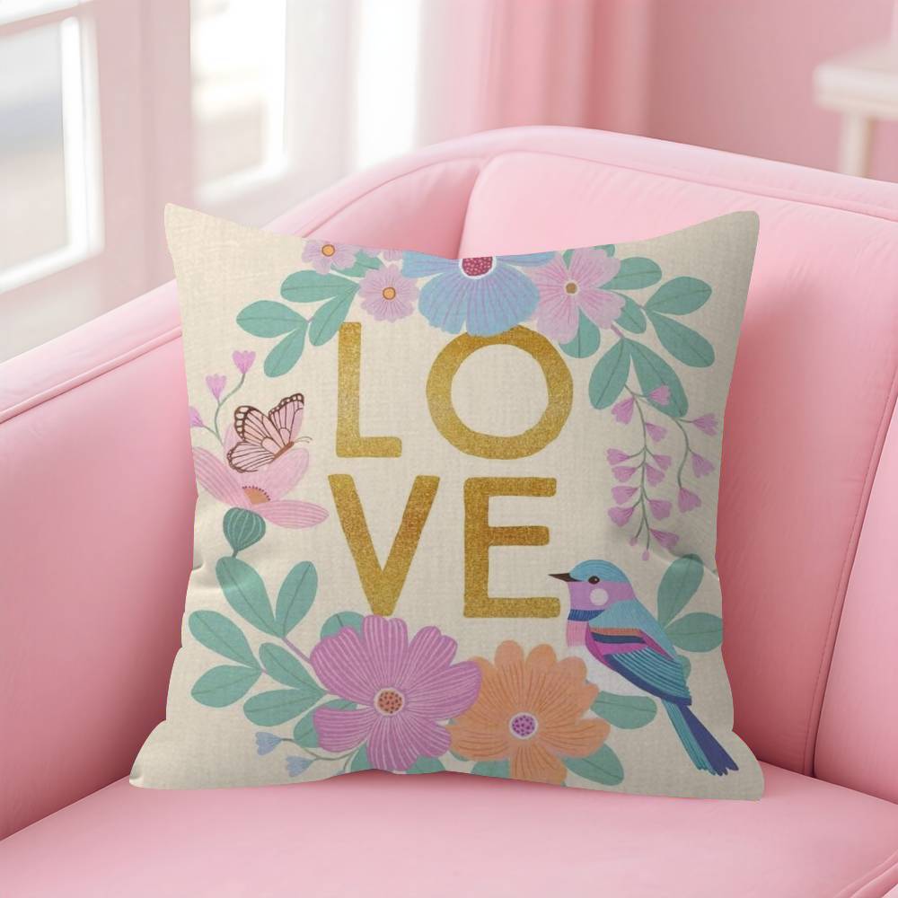 Anime Flower Love Double-Sided Printed Pillow Cover Short Plush Suitable Living Rooms Bedrooms Sofas Throw Cushion Cover