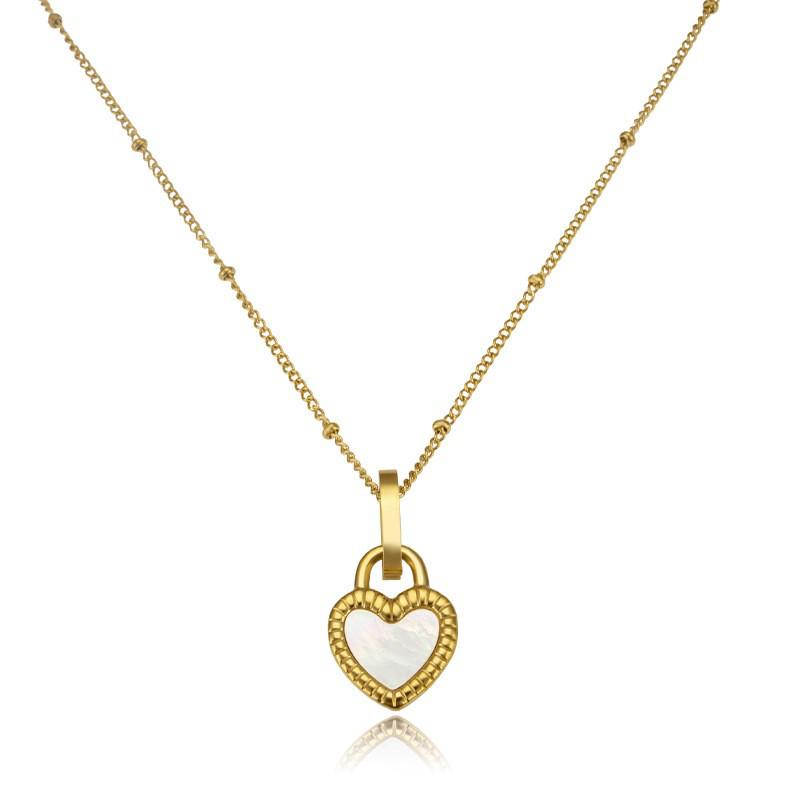 Heart Series 18K Gold-Plated Titanium Steel Necklace - Elegant, Colorfast, Simple & Chic Clavicle Chain