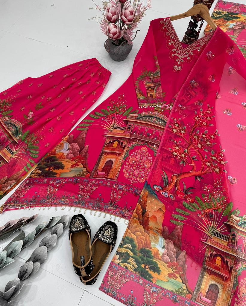 Women Designer Georgette Fancy Salwar Suit Indian Pakistani Bollywood Salwar Kameez