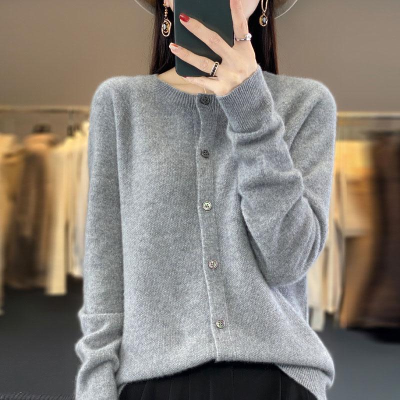 Women Cardigan Super Warm Sweaters O-neck Loose Female Clothes Ladies' Solid Color Knitwear Tops Plus Size