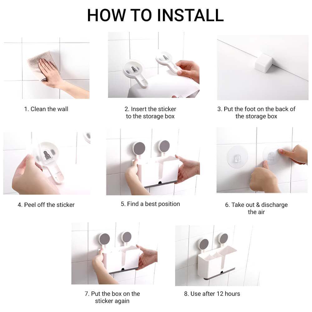 Plastové držáky na zubní kartáčky do koupelny (Balení po 1) | Nástěnný držák na zubní kartáčky | Držáky na zubní kartáčky | Koupelnová police na zeď