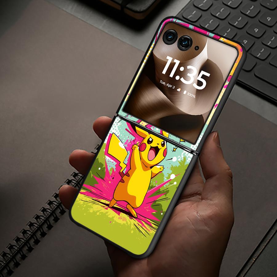 Cute Pokemon Pikachu Case for Motorola 50/60 60 Ultra 50 Back Phone Cover Luxury Funda