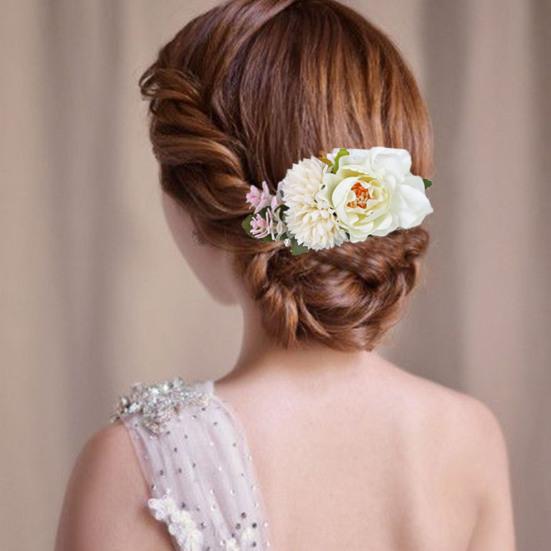 Atemberaubender Braut-Hochzeits-Haarkamm mit Blumen-Blätter-Dekor, Haarspange, handgefertigte Kopfbedeckung, Haarschmuck für Mädchen