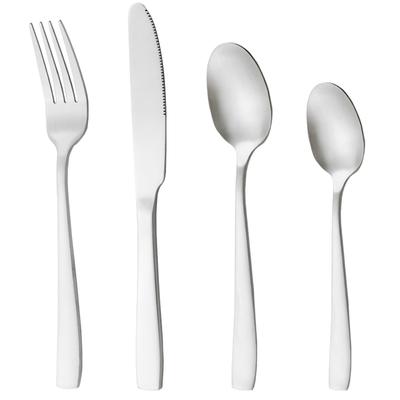 4Pcs Matte Silver Stainless Steel Silverware Cutlery Set Dinnerware Knife Fork Spoon Flatware Kitchen Home Dinner Tableware Set
