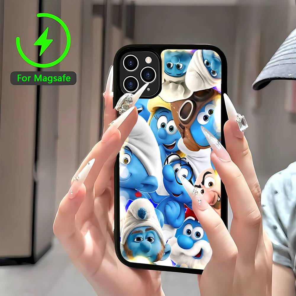 

Cartoon The S-Smurfs Phone Case For IPhone 13 14 15 11 12 16 17 Pro Max Plus For Magsafe Magnetic Shell iPhone 14