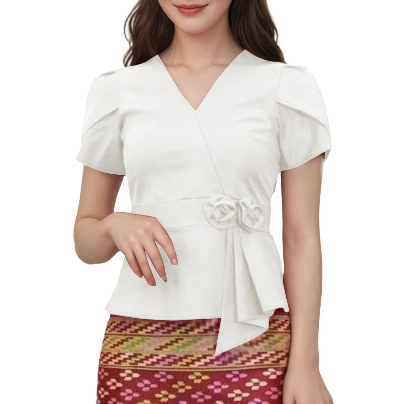 

ZANZEA Women Casual V-Neck Summer Short Sleeve Slim Blouse