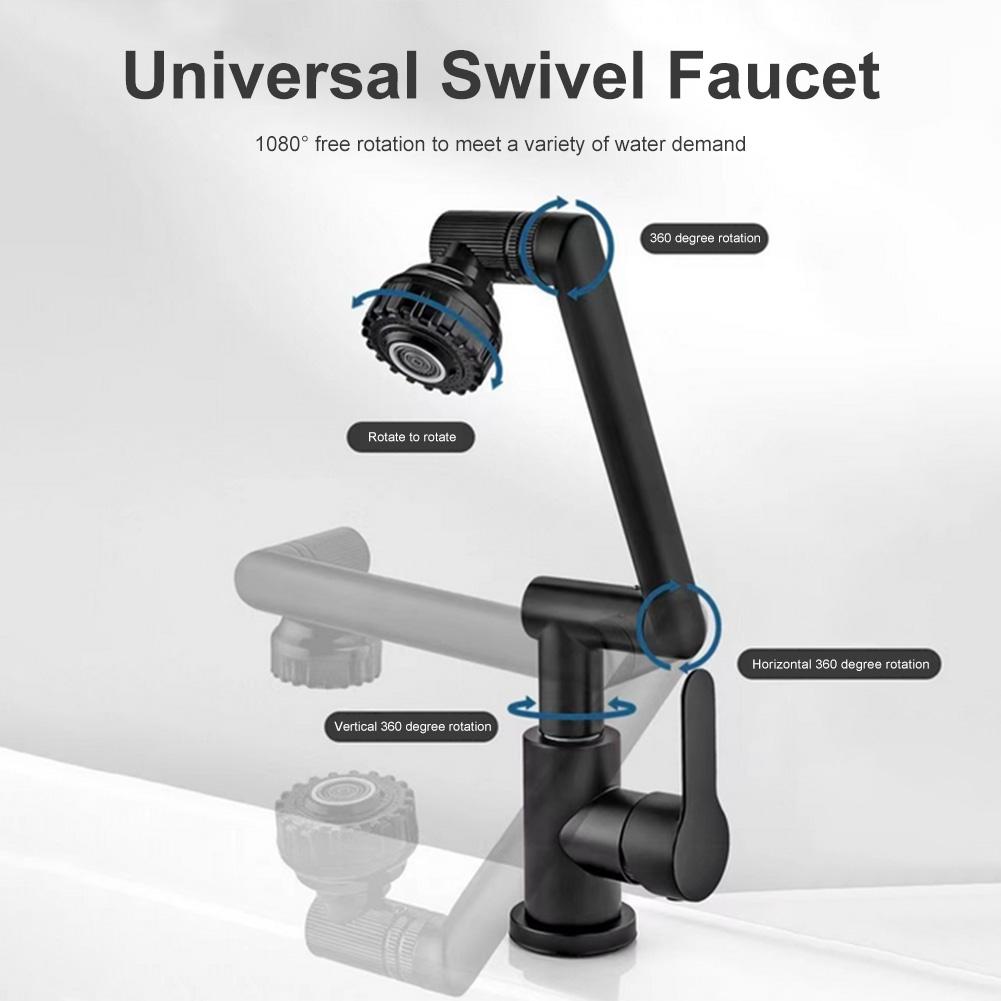 1080 Degree Swivel Faucet Rotating Faucet 2 Modes Mechanical Arm Kitchen Faucet Multifunctional Universal for Washing Hair/Face