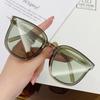 Unisex Trendy UV Protection Brown Lens Sunglasses for Men Ins Fashion Black Square Frame Eyeglasses Women Eyewear Shades for