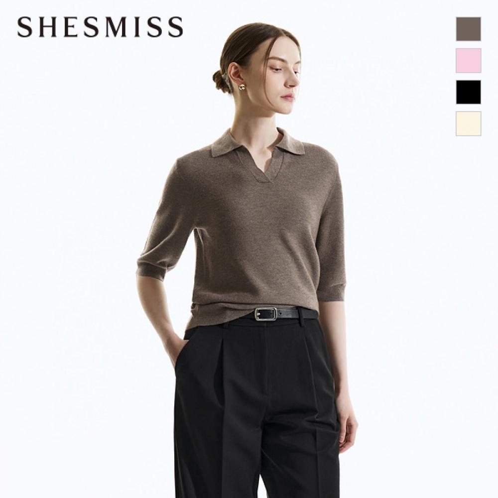 

She S miSS Открытый воротник короткий рукав трикотаж SSkpon32040 creamy/55