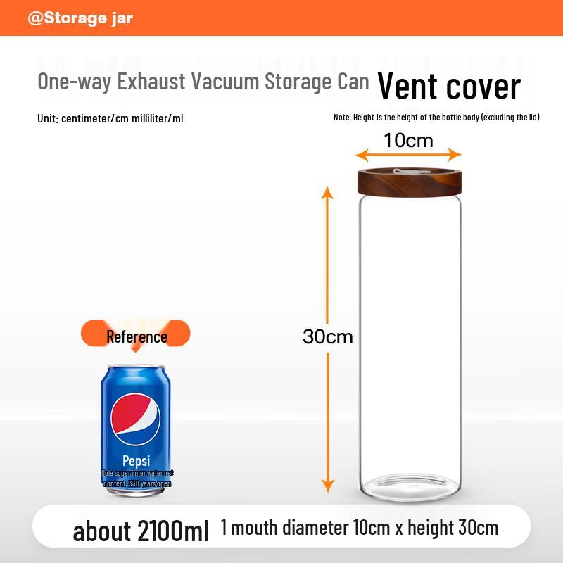 MY Glass One-Way Exhaust Coffee Bean Storage Jar 2100ml