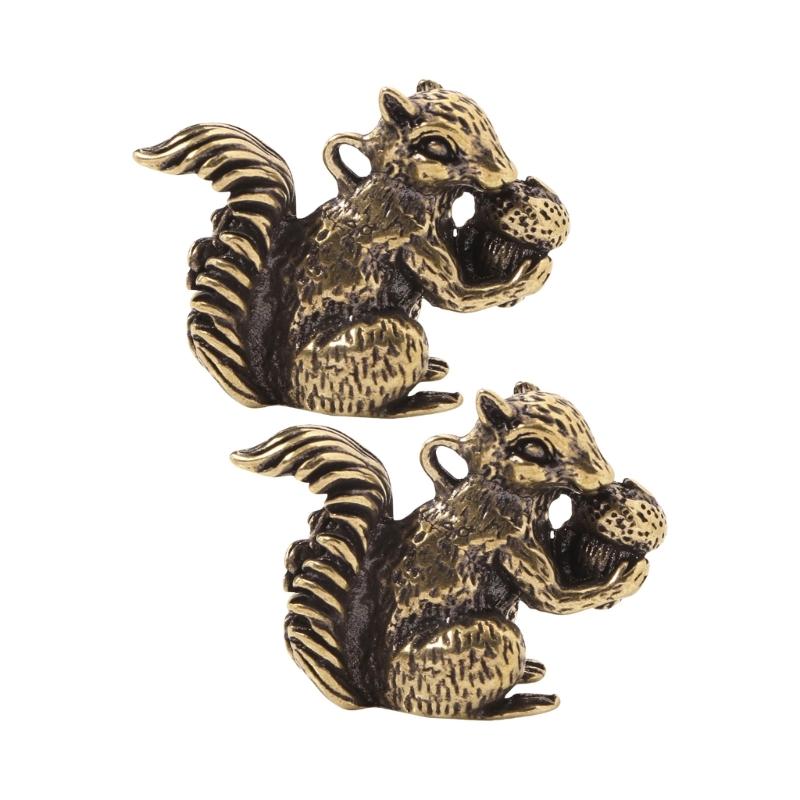 2Pcs Handcrafted Brass Squirrel Incenses Stick Burners Keychain Charm For Desk Decors And Fragrances Diffusions 1