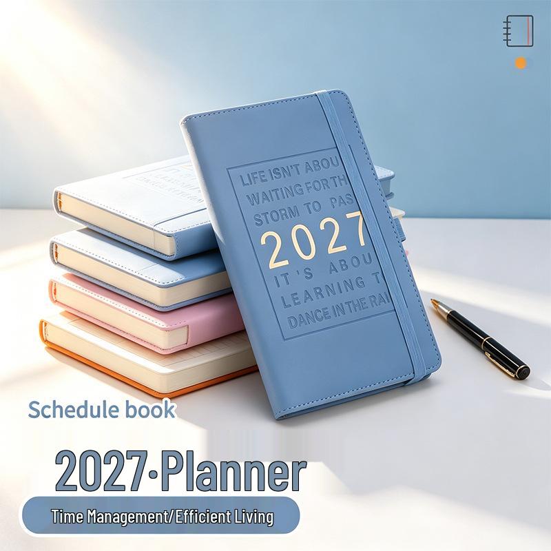 2027 English Strap-Bound Planner: 365-Day Time Management Notebook