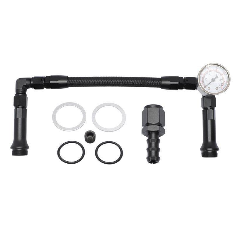 AN6 Dual Feed Carb Fuel Line With Vacuum Pressure Gauge For Holley 4150 Carburetor- Double Pump Design
