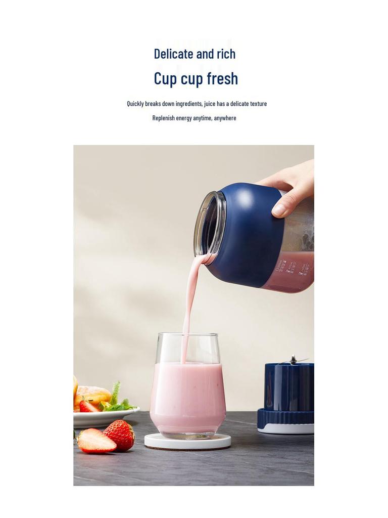 Wireless Portable Juicer: Rechargeable Mini Electric Fruit Juicer with Ice Crushing Capability