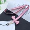 Chic Casual Striped Bow Girl Mobile Phone Lanyard Portable Mini Fan Camera Key Neck Strap Office Work ID Card Holder Rope