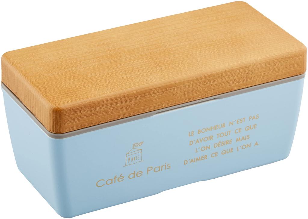 Showa BC de Paris Bento Wood 1 Includes Ice Made in 77146 Café Box, Grain, Blue, Tier, 600ml, Divided, Packs, Japan,