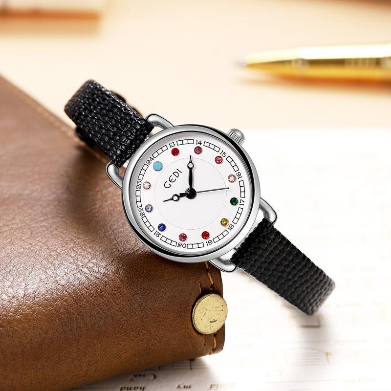 Birthstone Watch Women'S High Value Student Watch Retro Temperament Women'S Belt Quartz Watch