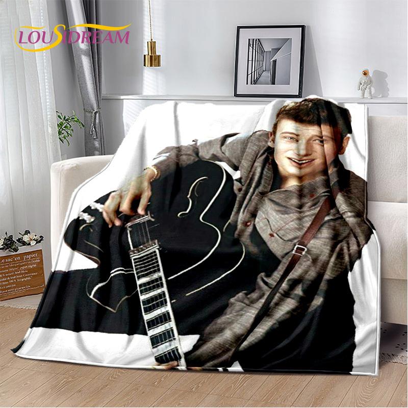 3D Printing Johnny Hallyday Rock Star Soft Flannel Blankets,Throw Blanket Comfortable Blanket for Picnic Beds Home Bedroom Cover