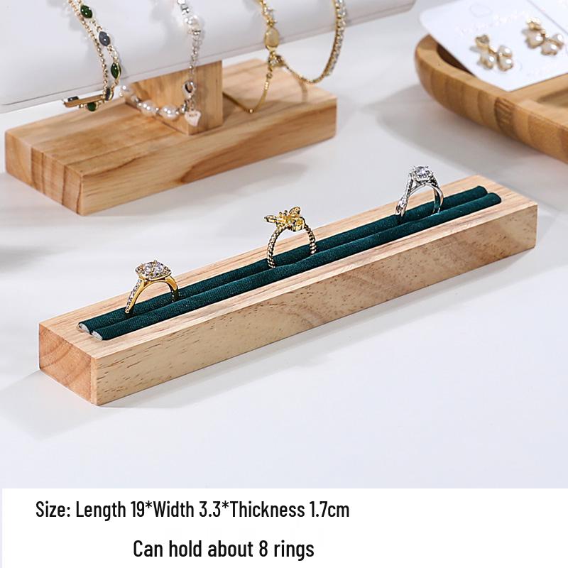 Solid Wood Minimalist Ring Display Tray with 20 Slots