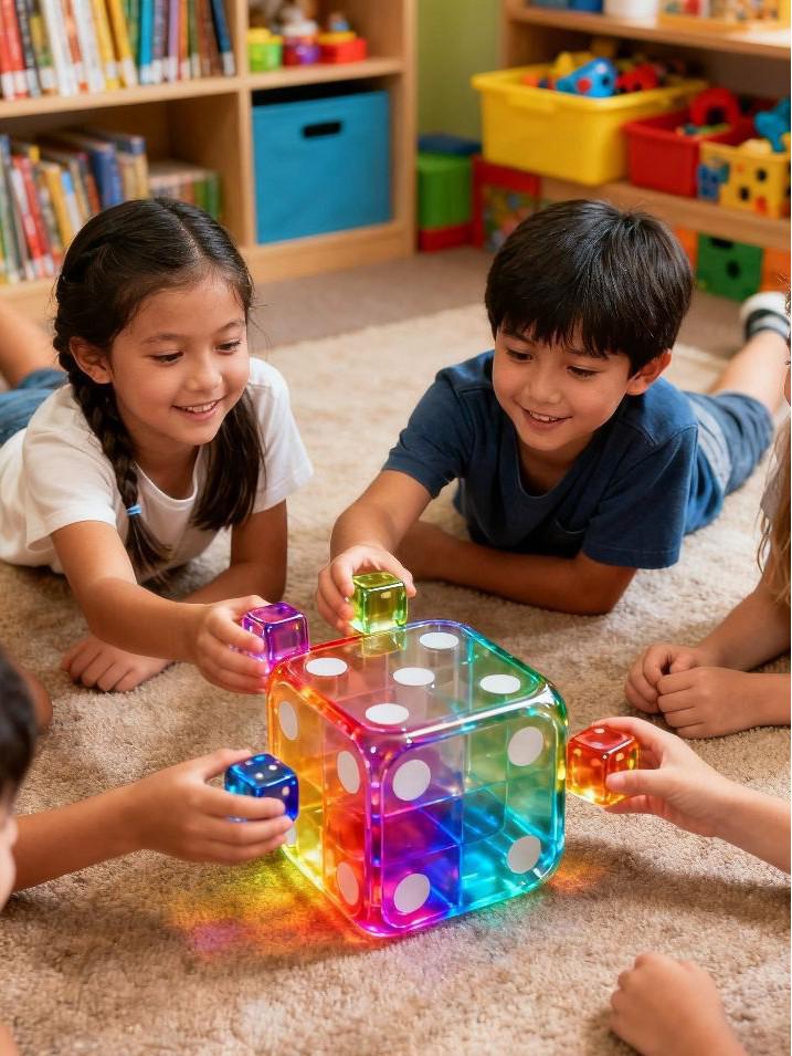 14mm Transparent Colored Acrylic Dice - Rounded Corners for Games & Teaching