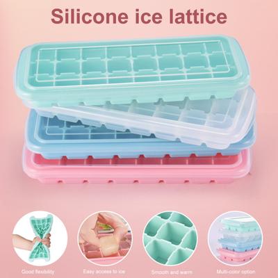 Ice Cube Tray Large Capacity with Cover Silicone 24 Grids Easy Release Ice Cube Trays Kitchen Tool