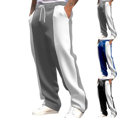 Men's Casual Sports Loose-Fit Drawstring Joggers with Quick-Dry Patchwork Colour-Blocking