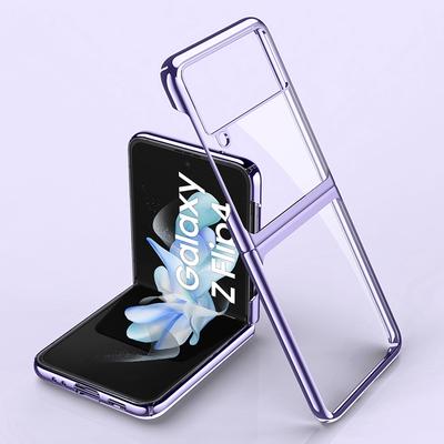 Plating Frame Case For Samsung Galaxy Z Flip4 Flip 4 Flip4 Transparent Back Hard Cover Clear Plastic Full Protection Sm -Zflip4