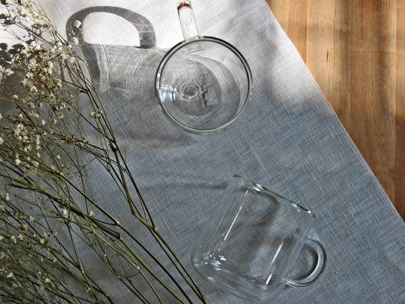 THERMAL GLASS MUGS 250 Ml 2 Pieces DOUBLE-WALLED GLASS