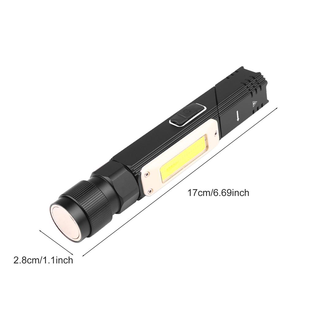 Aluminum Alloy Flashlight 90 Degrees  Folding Headlamp 360 Degree Adjustable Tail Light USB Rechargeable