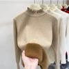 Damen Rollkragenpullover Kaschmir Strickpullover Samtgefüttert Warm Damen Pullover Herbst Winter Damenpullover