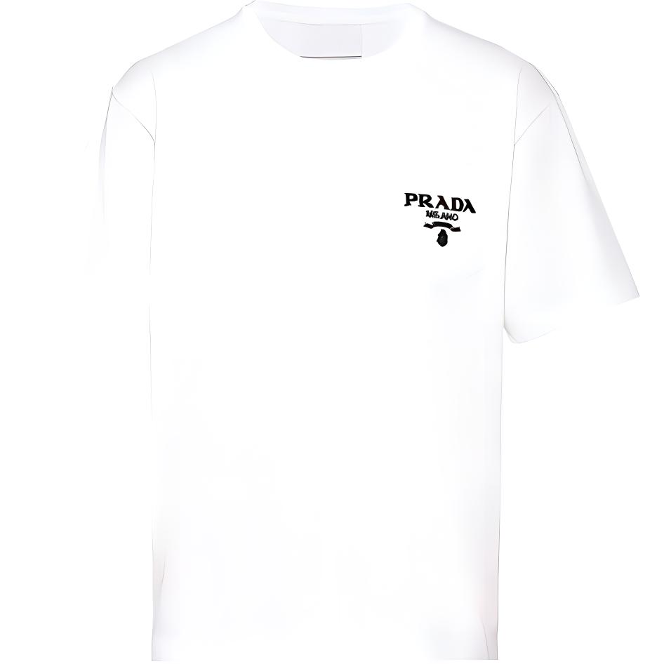 PRADA T-Shirts Men's White Crew Neck Moderate UJN787-1Z53-F0009-S-221