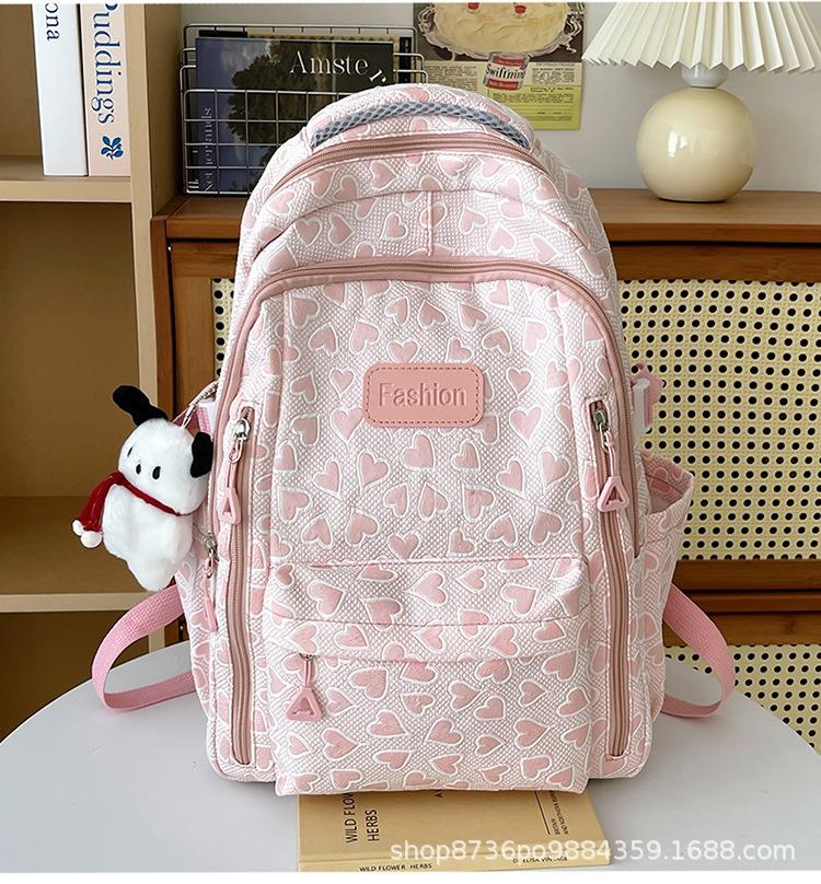 Schoolbag Korean Version Backpack for Women Ins Small Fresh Schoolbag High Junior High School College Student Large Capacity Simple Casual Backpack