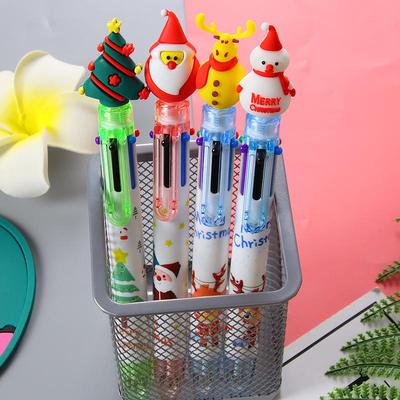 Caneta Esferográfica de 6 Cores - Presente de Natal para Estudantes e Crianças, Ideal para Rabiscar, Fazer Diários, Papelaria de Escritório