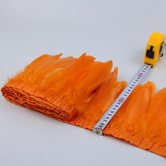 1Meter Dyed Golden Goose Feather Trims for DIY Craft Party Wedding Dress Carnival Ribbon Clothes Decor Plumas Accessories15-20cm