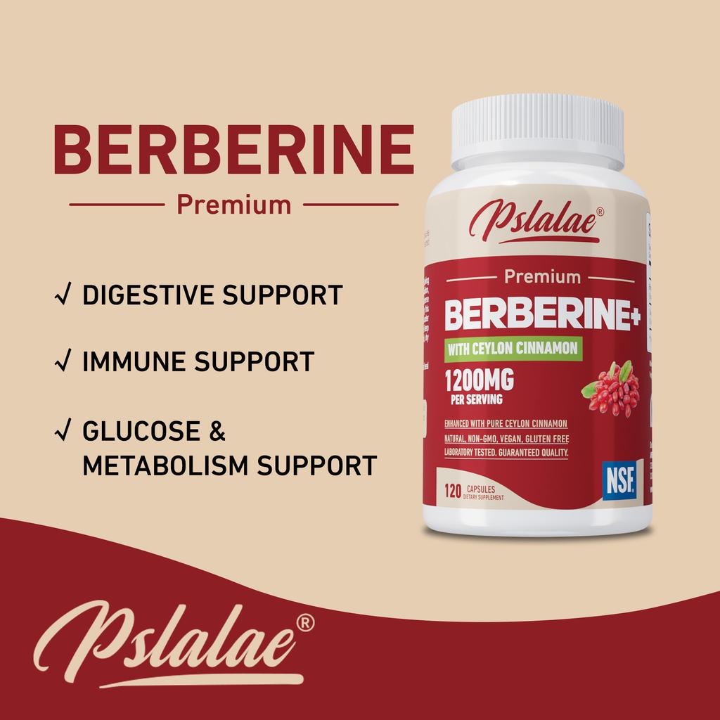 Capsule di Berberina, 1200 mg per porzione, contengono estratto di cannella di Ceylon, facilmente assorbibili, adatte agli adulti.