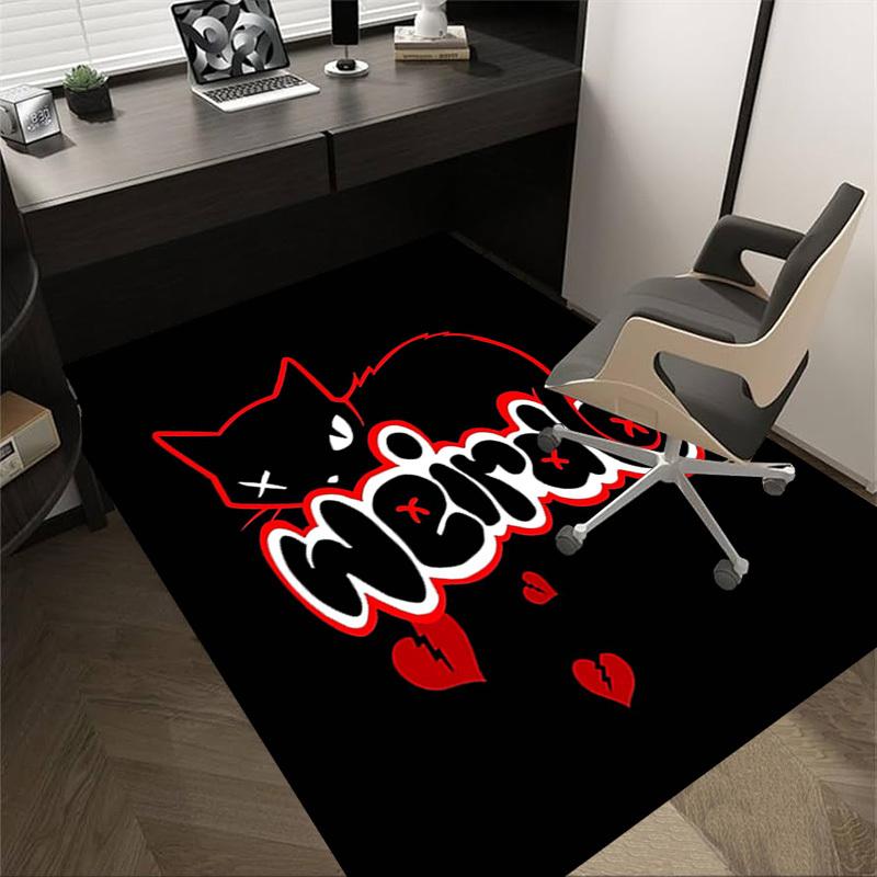 

1PC Weird Cat Anti-slip carpet, suitable for Office, bedroomand playrooms. It can also be used as a sofa footrest cover-R37 60cm by 90cm