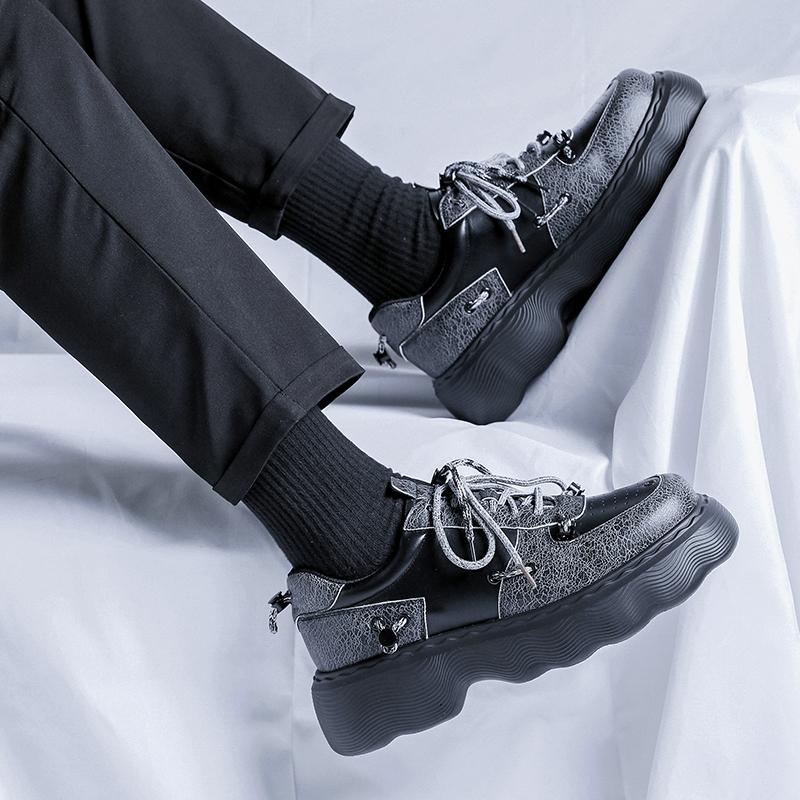 Casual Derby Thick Soled Shoes Fashion Designer Style Leisure Outdoor Party Handsome Youth Shoes for Daily Streets Versatile