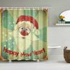 Merry Christmas Shower Curtains New Year Santa Bathroom Decor Bath Curtain Cartoon Snowman Elk Bath Bathroom Curtains