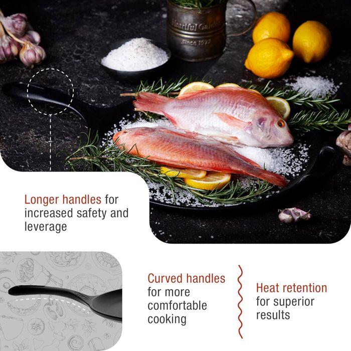 Plaque à Griller Comal en Fonte à Induction pour Pizza 30cm, Feu, Barbecue, Four Victoria 35891 Noir