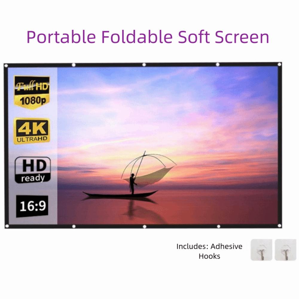 16:9 Foldable Projection Screen Polyester Folding Soft Screen Projector Screen  Camping