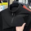 Woodpecker Men's Double-Sided Velvet Half-Zip Stand Collar Warm Long-Sleeve T-Shirt