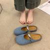 Fashion Women Half Slipper 2025Summer New BaoTou Single Shoes Designer Square Toe Mules Slippers Flat Slippers for Women Mary Jane Shoes