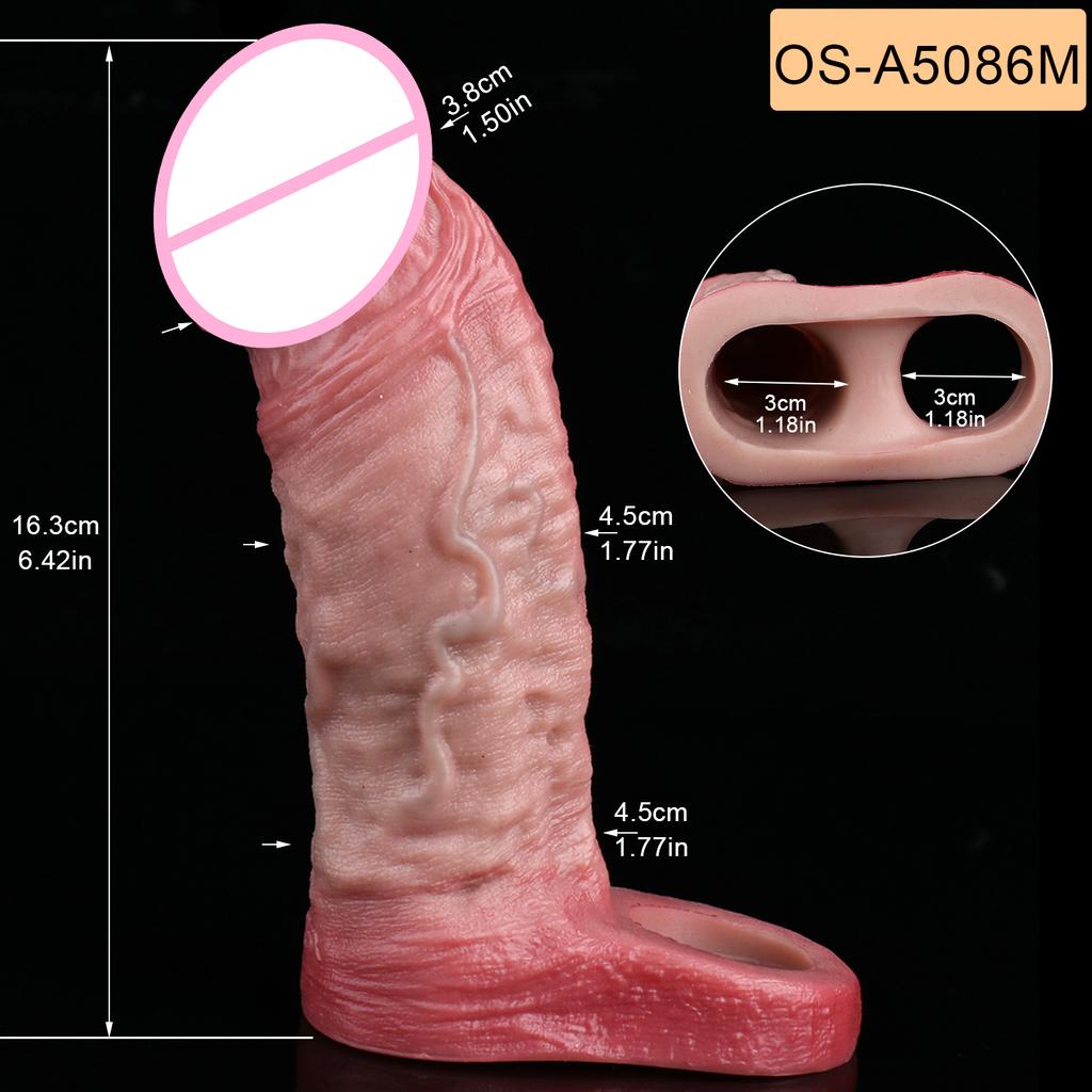 SXXY Real Veins Lifelike Closed Head Penis Sleeve For Men Dick Enlargement Silicone Reusable Condom Sex Products For Adult
