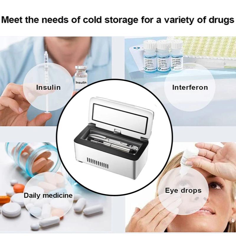 0-18 Degrees Refrigerated Insulin Pill Medicine Carrying Case USB Charging Refrigerated Incubator High Power Mini Refrigerator