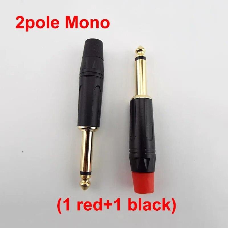 2/3 Pole Audio Mono Stereo Jack 6.35mm 6.5mm Male Connector Gold-Plated 1/4 Inch Plug Microphone Cable